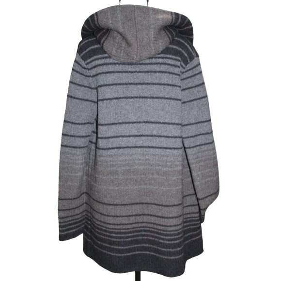 VINCE Gray striped hooded open front cardigan sweater Alapca Wool Cashmere Small - Picture 4 of 7